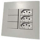Ver imagem 2 de Conjunto 4x4" linha Clean Branco MarGirius 3 tomadas 10 A + 3 Interruptor Simples