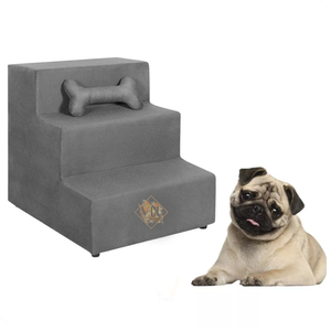 Escada Pet Escadinha Cachorro Gato Rampa Pet Ossinho Cinza Escuro