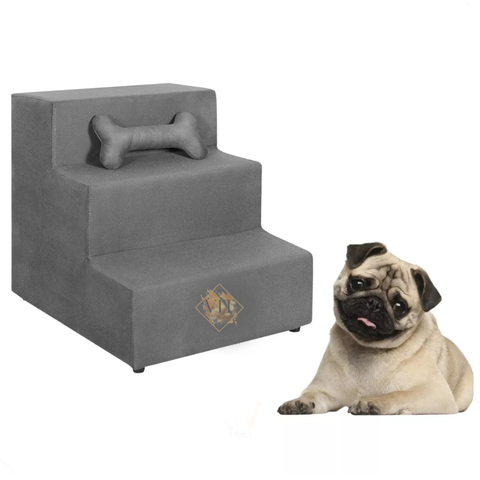Escada Pet Escadinha Cachorro Gato Rampa Pet Ossinho Cinza Escuro