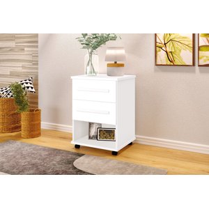 Mesa de Cabeceira (criado) Box com Rodizio Branco