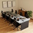 Ver imagem 5 de Mesa de Escritório Estação de Trabalho 8 Lugares 3,60m x 1,20m Pés Painel F5 Office