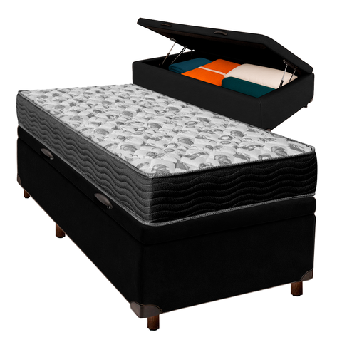 Cama + Bau Blindado e Colchão D33 Solteiro - Iso100 Ortobom
