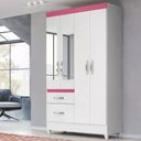 Ver imagem 4 de Kit Roupeiro C/Espelho C/Cômoda Branco/rosa/azul/lilas Flex