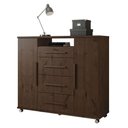 Ver imagem 3 de Guarda Roupa Casal com Cômoda Sapateira Titanium 2 Portas 4 Gavetas MDP Jacarandá Fosco Zanzini