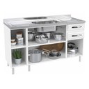 Ver imagem 4 de Balcão de Cozinha de Aço Gabinete para Pia 3 Portas 2 Gavetas 150cm Multimóveis Cr20355