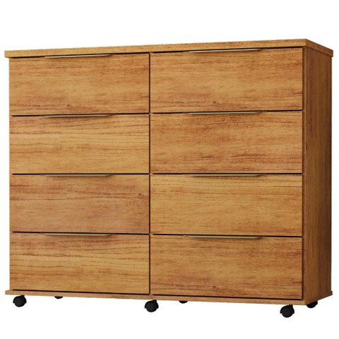 Comoda 8 Gavetas com Rodizios 121 cm Athenas Cedro Rudk