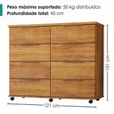 Ver imagem 3 de Comoda 8 Gavetas com Rodizios 121 cm Athenas Cedro Rudk