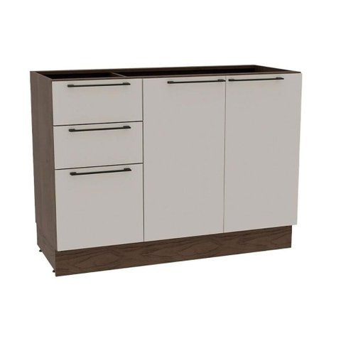 Balcão de Cozinha Amsterdam Ph 3146 C/ 2 Portas e 3 Gavetas S/ Tampo 120cm Avela/off White - Herval