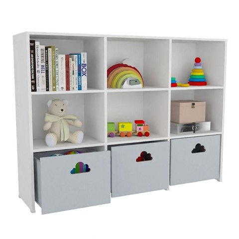 Estante de Nichos Nuvem Scott 170cm com Baús em MDF Woodcore