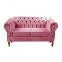 Ver imagem 1 de Sofá Dom Pedro 2 Lugares 155cm Rosa Suede Fixo Retrô Bella Decor