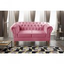Ver imagem 2 de Sofá Dom Pedro 2 Lugares 155cm Rosa Suede Fixo Retrô Bella Decor