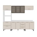 Ver imagem 1 de Cozinha Completa Amara 10 Portas 4 Gavetas com Vidro 40250783 Creme/branco - Politorno