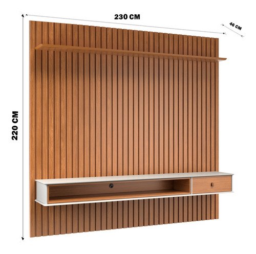 Painel Ripado Suspenso para Tv até 70 Polegadas 2,20m Premium Quarto e Sala Moderno Cor Nature - 7