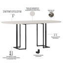 Ver imagem 4 de Mesa de Jantar 6 Lugares Retangular Orgânico com Vidro 180cm Pés Industrial Alina N01 Off White