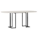 Ver imagem 2 de Mesa de Jantar 6 Lugares Retangular Orgânico com Vidro 180cm Pés Industrial Alina N01 Off White