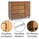 Ver imagem 4 de Cômoda 4 Gavetas 1 Porta 100% Madeira Maciça Ariel Imbuia Fosco