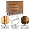 Cômoda 4 Gavetas 1 Porta 100% Madeira Maciça Ariel Imbuia Fosco - 4