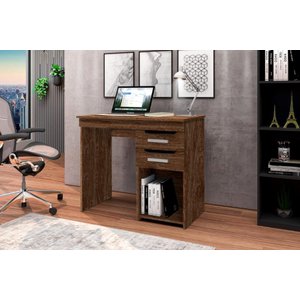 Mesa / Escrivaninha Ven para Computador 2 Gavetas e Nicho para Cpu Cor Canela / Preto Romar