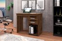 Ver imagem 1 de Mesa / Escrivaninha Ven para Computador 2 Gavetas e Nicho para Cpu Cor Canela / Preto Romar