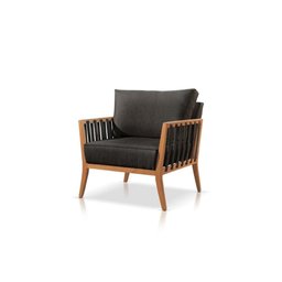 Poltrona Safira Linho Preto Decorativa Sala Estar Confortável - 1