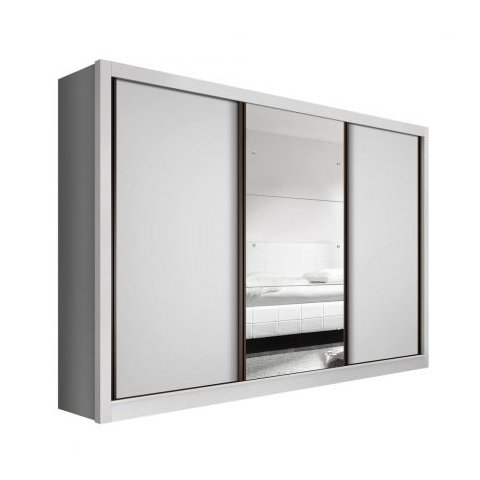 Guarda Roupa Casal Europa com 3 Espelho 3 Portas -Mt- Rei de Casa Branco