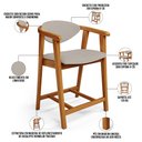Ver imagem 4 de Kit 04 Banquetas Baixa para Cozinha Sala Jantar Bancada Cecília L02 Linho Bege - Lyam Decor