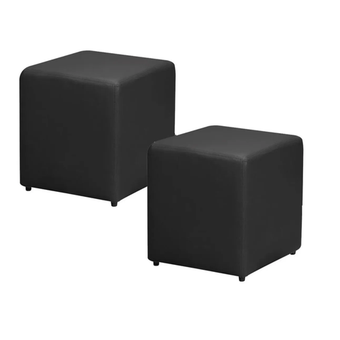Puff Banquinho Banco Quadrado Decorativo - Preto