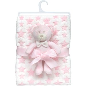 Manta Bebe com Ursinho Soninho Rosa Buba