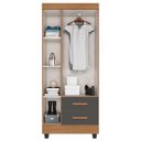 Ver imagem 3 de Guarda Roupa Solteiro Ambiente Lite 3 Portas Nature Cinza – Móveis Leão