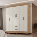 Ver imagem 3 de Guarda-roupa Granada Nature Off White 6 Portas 2 Gavetas 150cm Casal Mdp