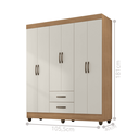 Ver imagem 2 de Guarda-roupa Granada Nature Off White 6 Portas 2 Gavetas 150cm Casal Mdp