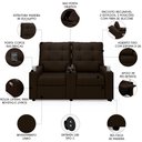 Ver imagem 3 de Poltrona de Cinema Reclinável 2 Lugares Baú Usb Mallie Fh9 Pu Marrom - Mpozenato