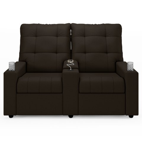 Poltrona de Cinema Reclinável 2 Lugares Baú Usb Mallie Fh9 Pu Marrom - Mpozenato