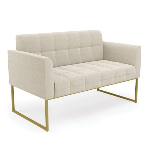 Sofá Namoradeira 2 Lugares Industrial Dourado Elisa Bouclê D03 - D'Rossi Cor Bege