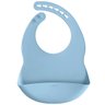 Babador de Silicone Bebe Impermeável Coletor de Migalhas Infantil +3 Meses Botões Ajustável Azul Bub - 1