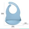 Babador de Silicone Bebe Impermeável Coletor de Migalhas Infantil +3 Meses Botões Ajustável Azul Bub - 4