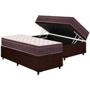 Ver imagem 1 de Cama Box Baú Solteiro: Colchão Espuma Ortobom D28 Airtech 60 Euro Pillow + Base CRC Courano Brown(