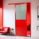 Ver imagem 2 de Porta Correr Suspensa Meia Veneziana Meia Vidro Esq L.25 Vermelha 210x100 Brimak