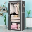 Ver imagem 2 de Armario Portatil Guarda Roupa Organizador com Sapateira Prateleiras Cinza para Brinquedos Toalha Rou