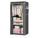 Ver imagem 1 de Armario Portatil Guarda Roupa Organizador com Sapateira Prateleiras Cinza para Brinquedos Toalha Rou