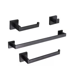 Kit Acessórios Banheiro Preto Inox 304 Escovado Luxo 4 Peças - 1