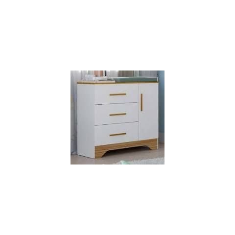 Cômoda Infantil Popy Retrô 1 Porta Lisa Plus Branco Amêndoa