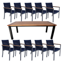Ver imagem 1 de Conjunto Mesa Sala de Jantar Estar Madeira + 10 Poltronas Amélia Corda Náutica Aluminio