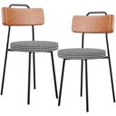 Ver imagem 1 de Kit 02 Cadeiras Decorativas Estofada Sala Jantar Barcelona L02 Couríssimo Camel Pied Poule - Lyam