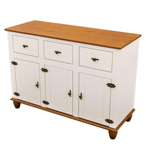 Balcão Buffet Joy Moderno 3 Portas 3 Gavetas MDF 130cm Off White Joy