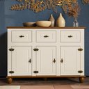 Ver imagem 4 de Balcão Buffet Joy Moderno 3 Portas 3 Gavetas MDF 130cm Off White Joy