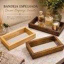 Ver imagem 2 de Bandeja Espelhada Decorativa Banheiro Lavabo Sala Multiuso Organizador em Madeira para Bebidas Perfu