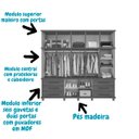 Ver imagem 3 de Guarda Roupas Casal Londres Triplex Grande 5 Portas 6 Gaveta
