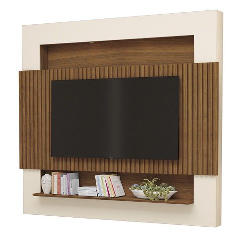 Painel Suspenso Riviera Ripado 217cm para Tv até 75 Polegadas Carvalho New Off White Luapa