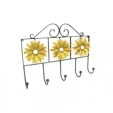 Cabide de Ferro Artesanal para Quarto Pendurador de Bolsa e Roupas com Flor Libertas Rosas Artesanat
